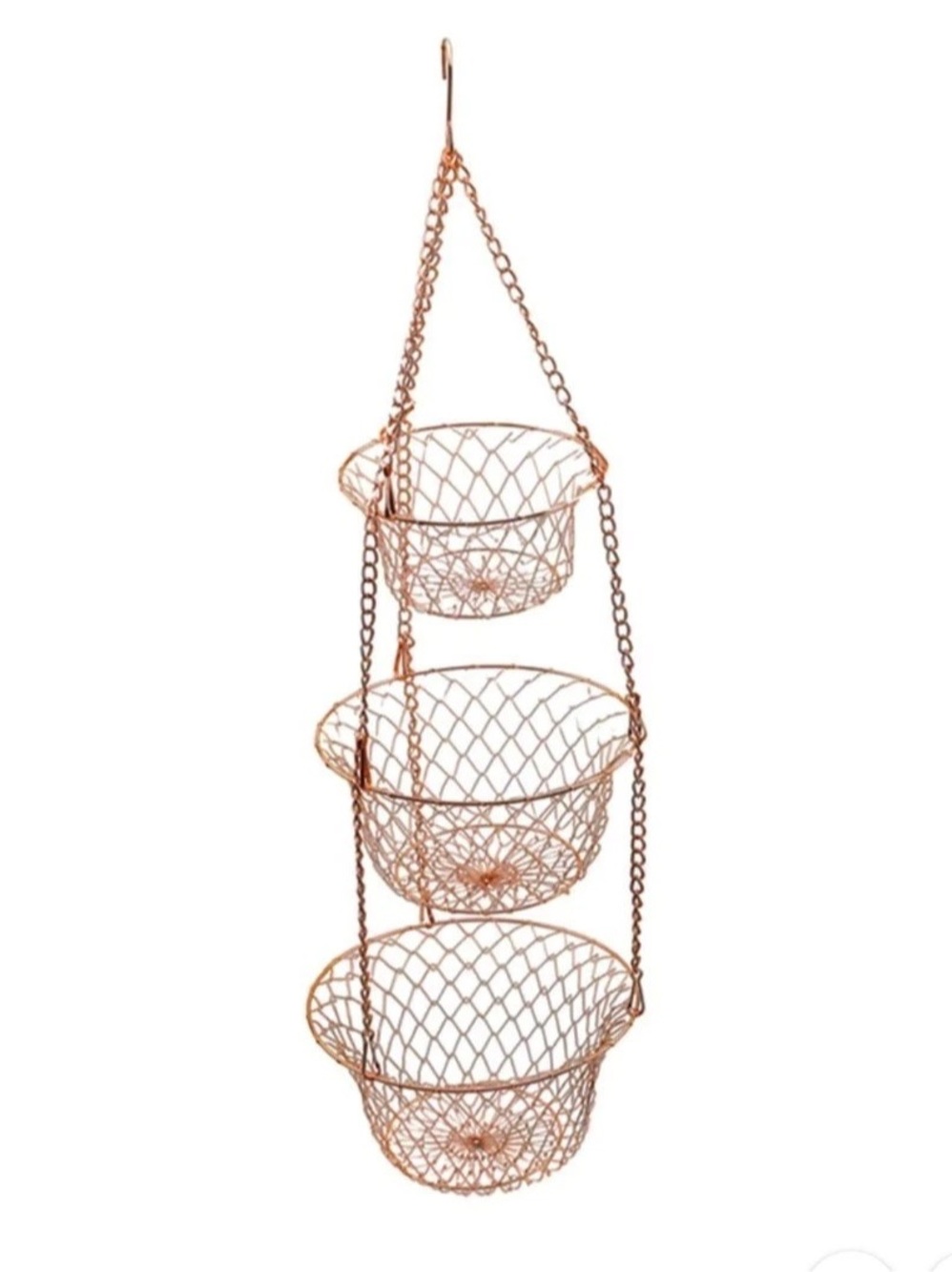 3-Tier Hanging Produce Basket Copper Organizer